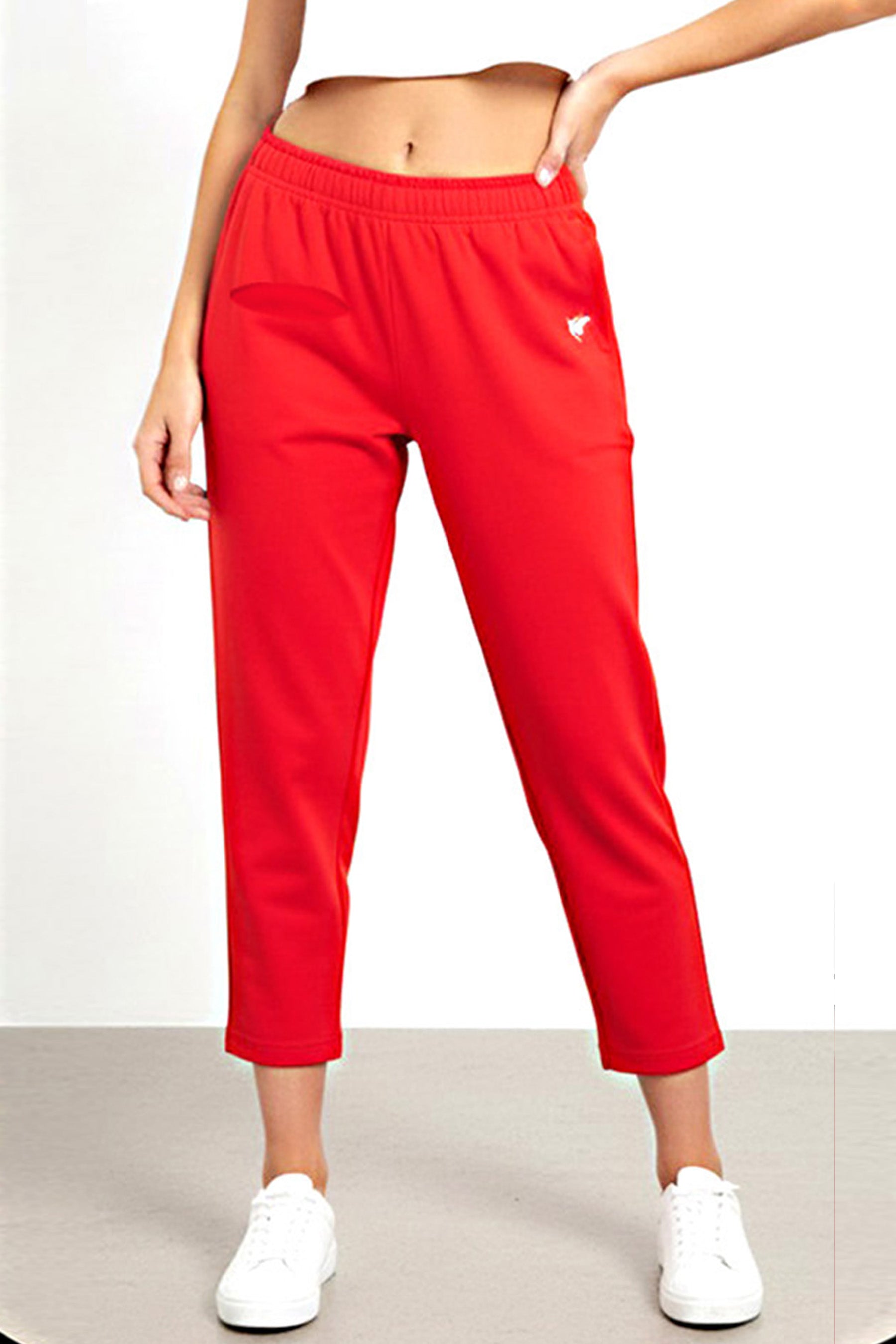 Red Ankle-Length Kurti Pant