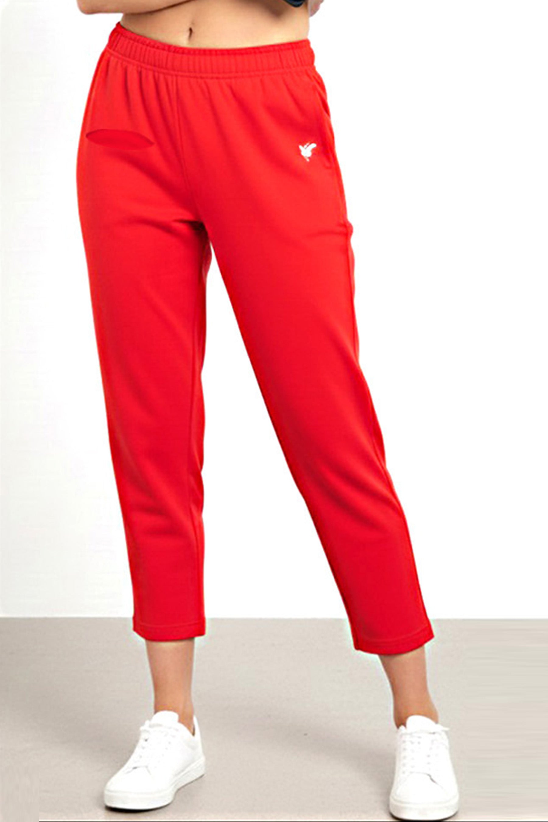 Red Ankle-Length Kurti Pant