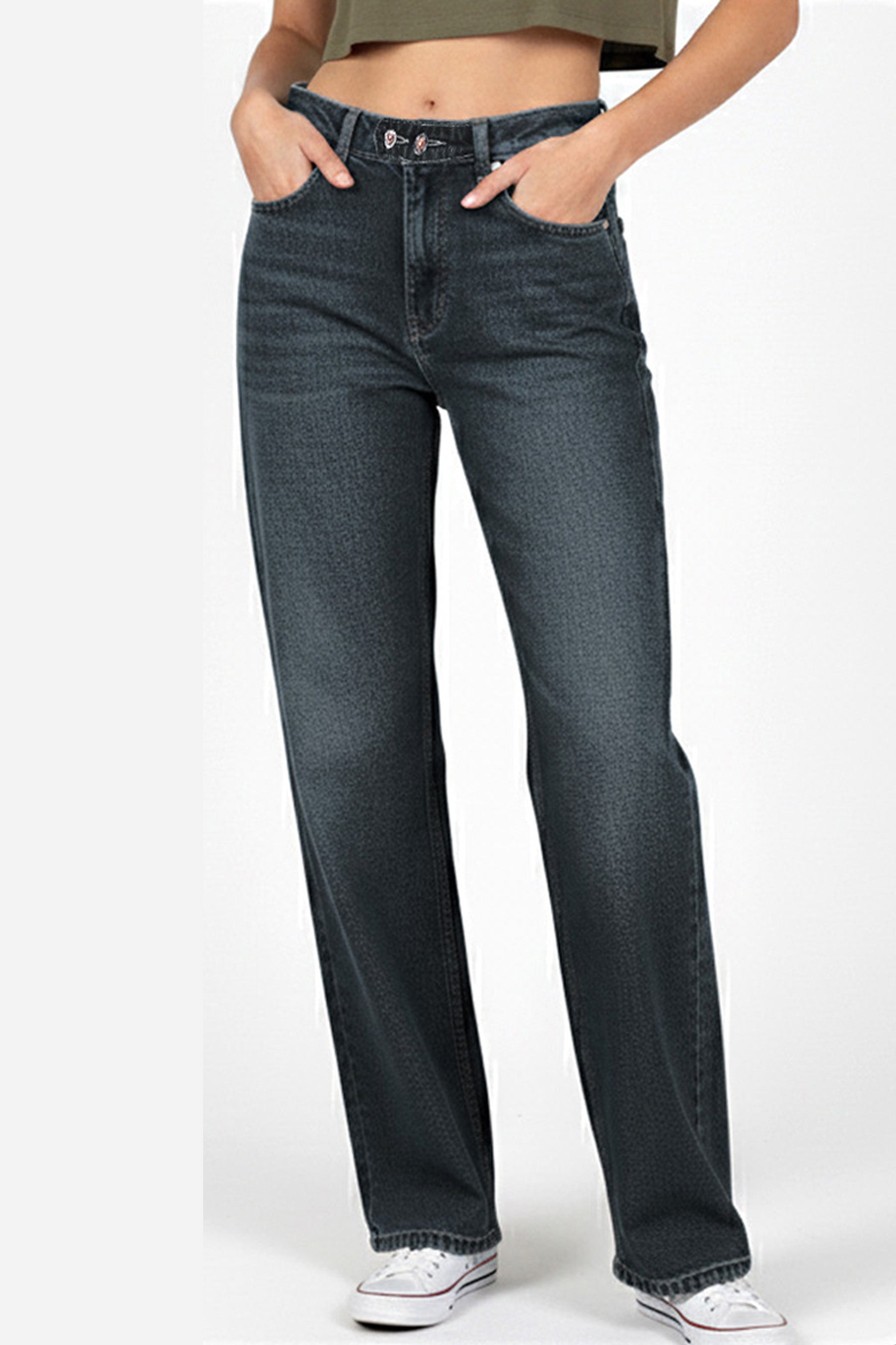 Dark Wash Straight-Fit Denim Jeans