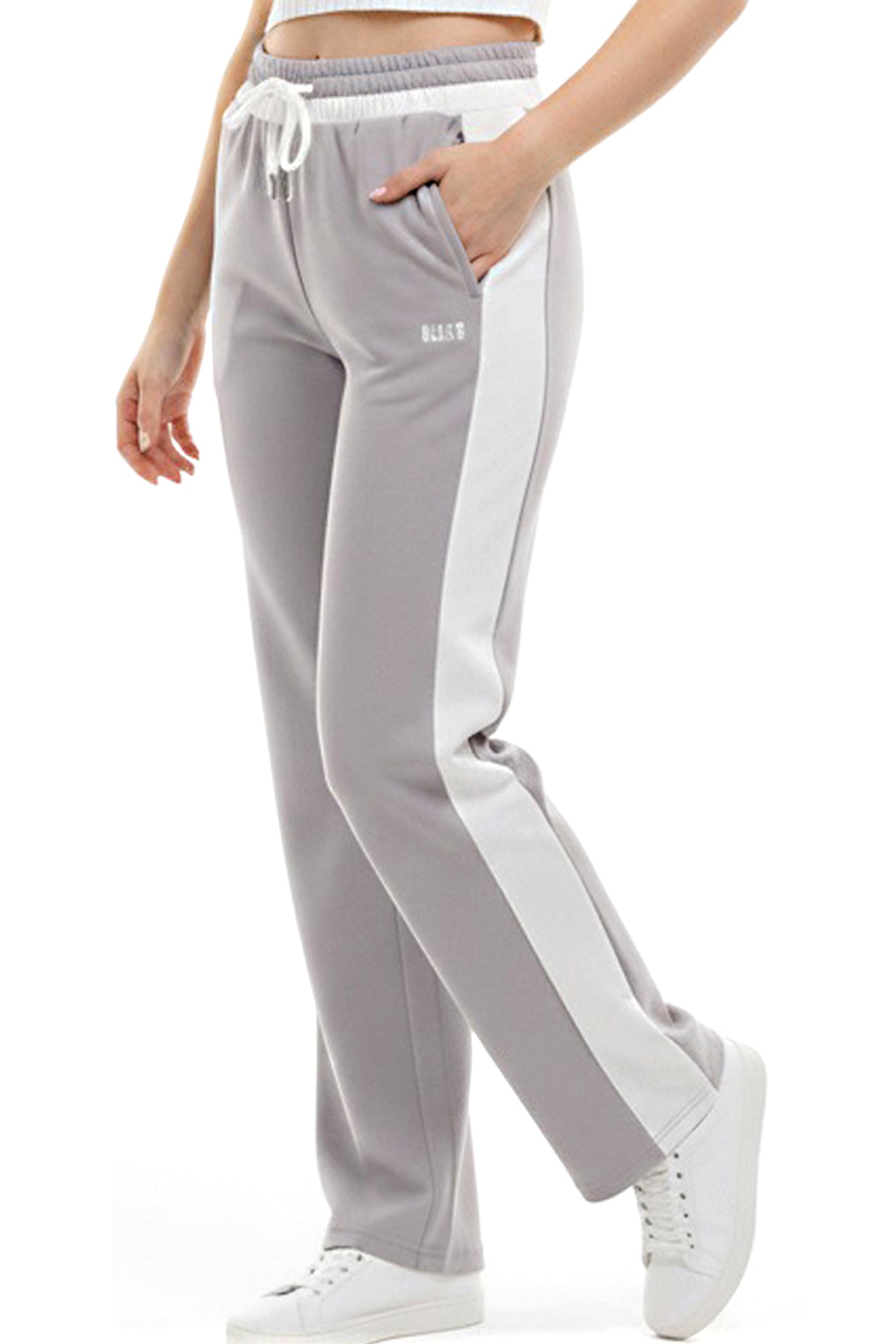 Gray Side-Stripe Track Pant