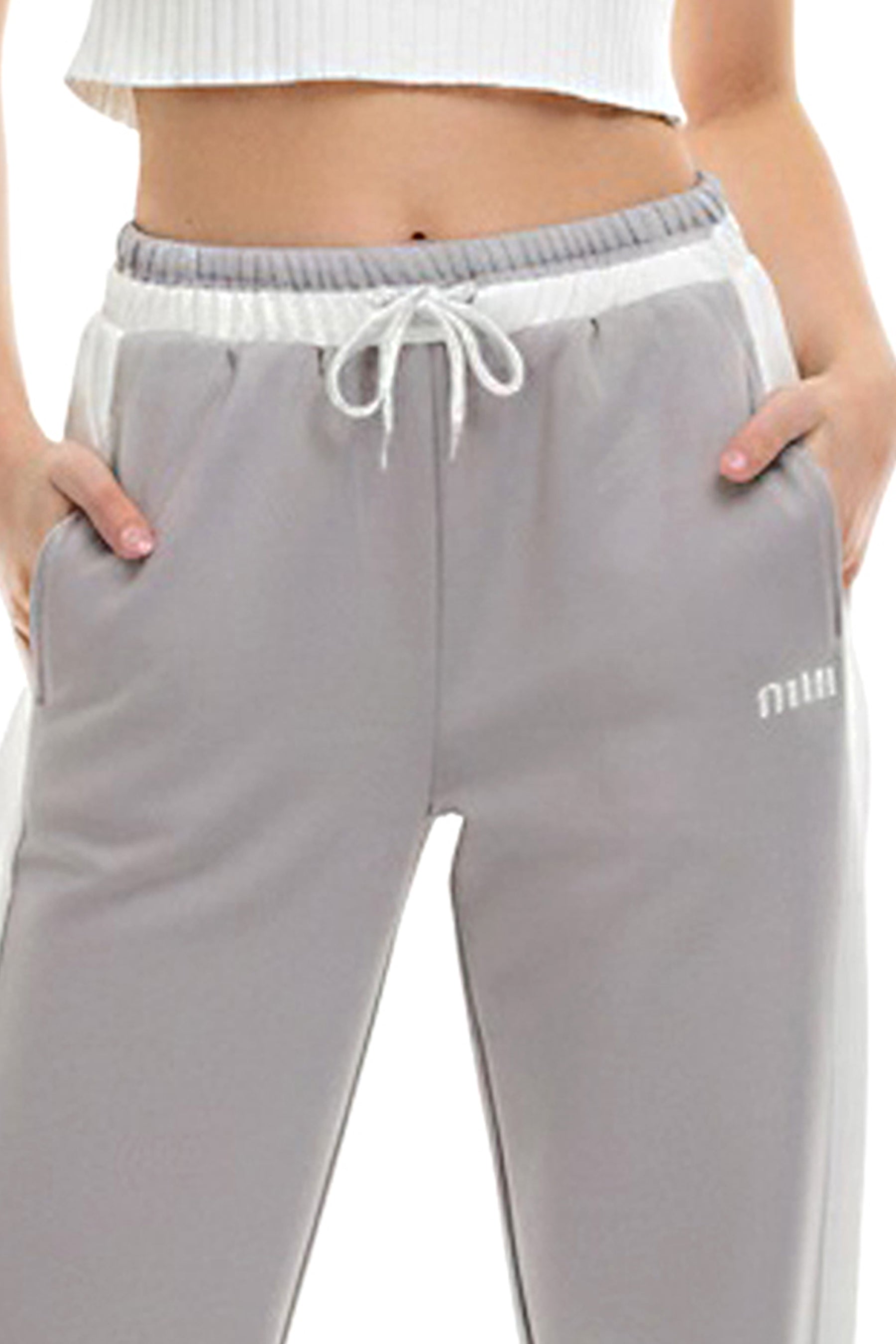 Gray Side-Stripe Track Pant
