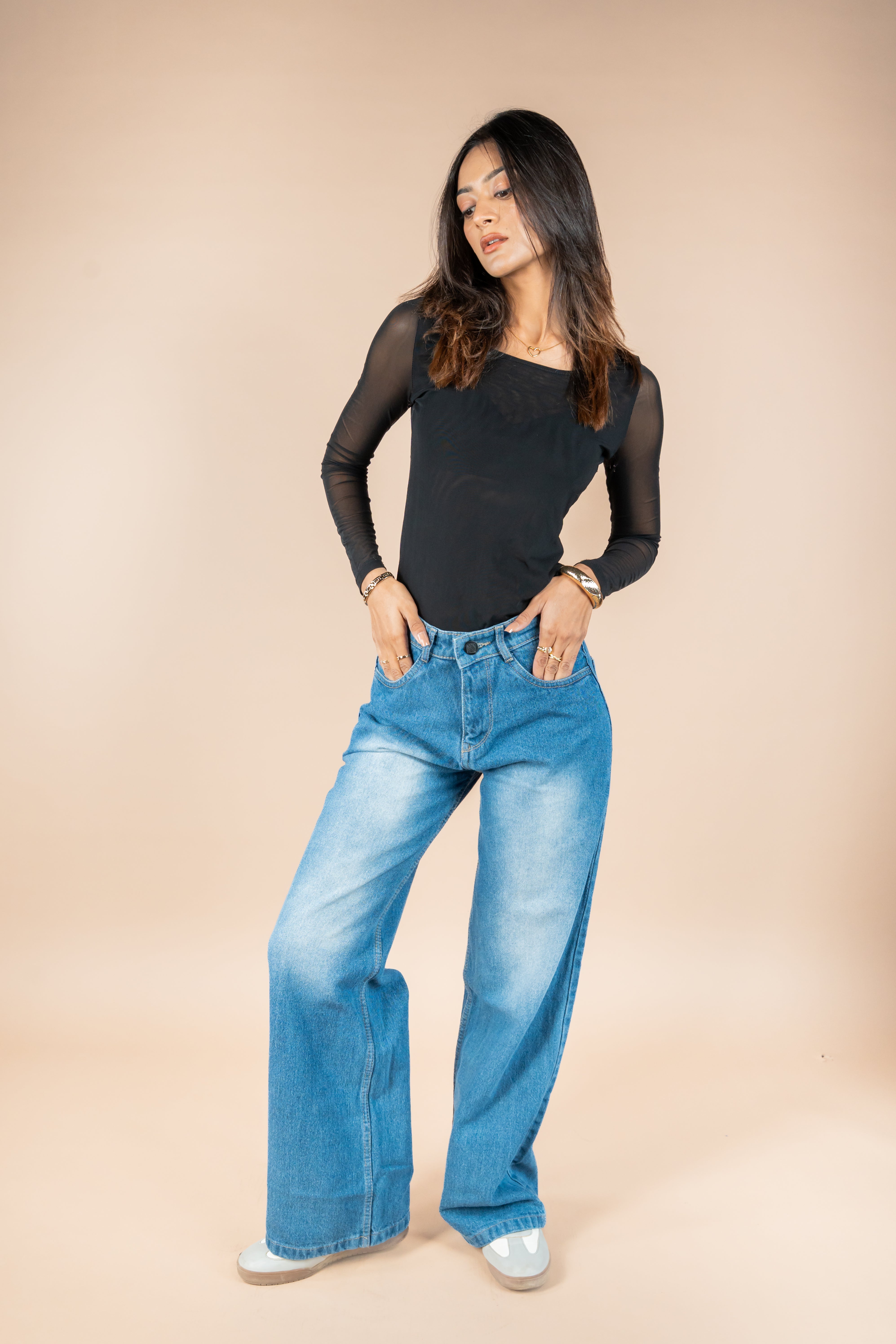 Sky Blue Wide Leg Jeans
