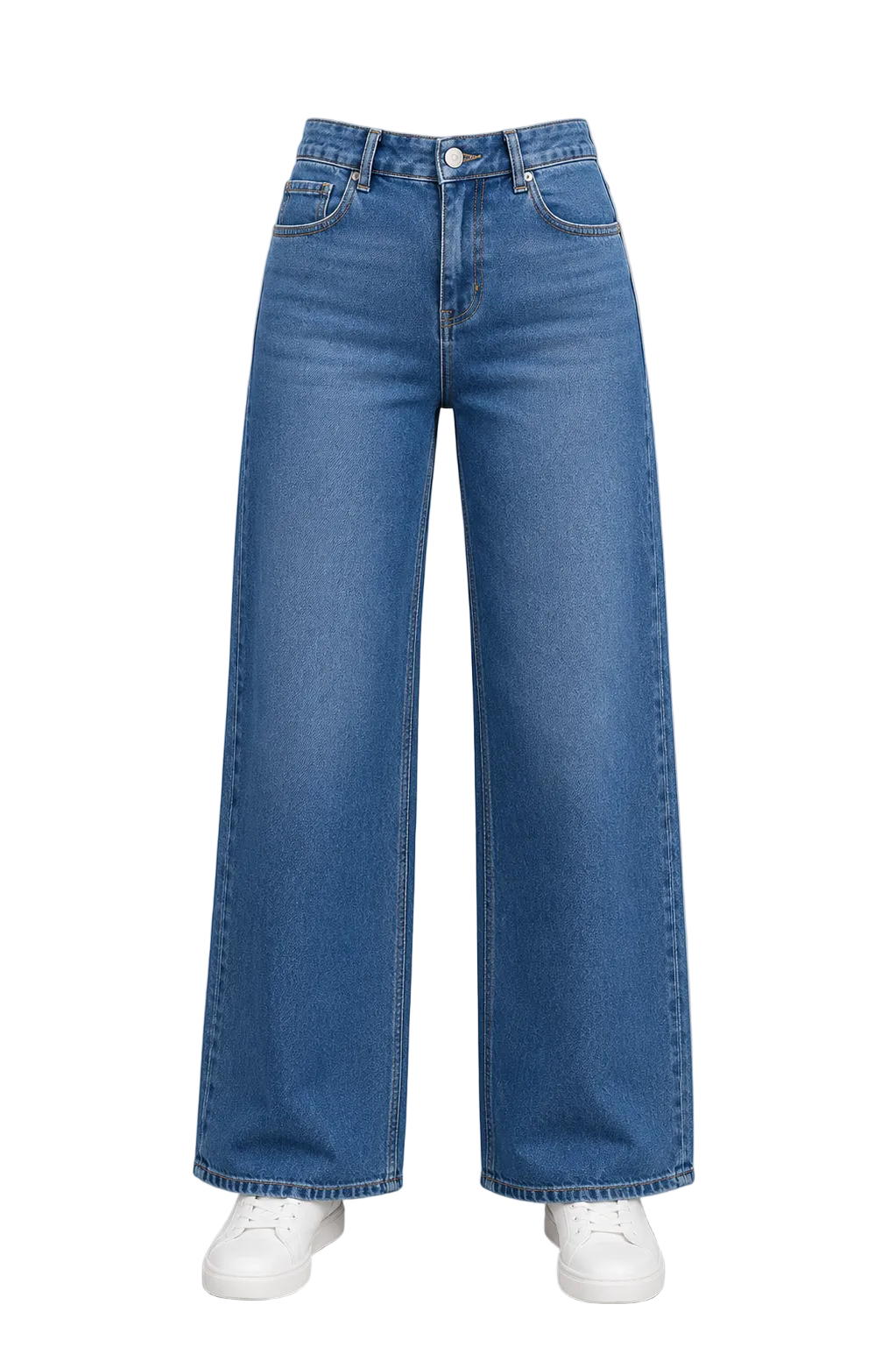 Straight-Fit Denim Jeans – Mid Blue