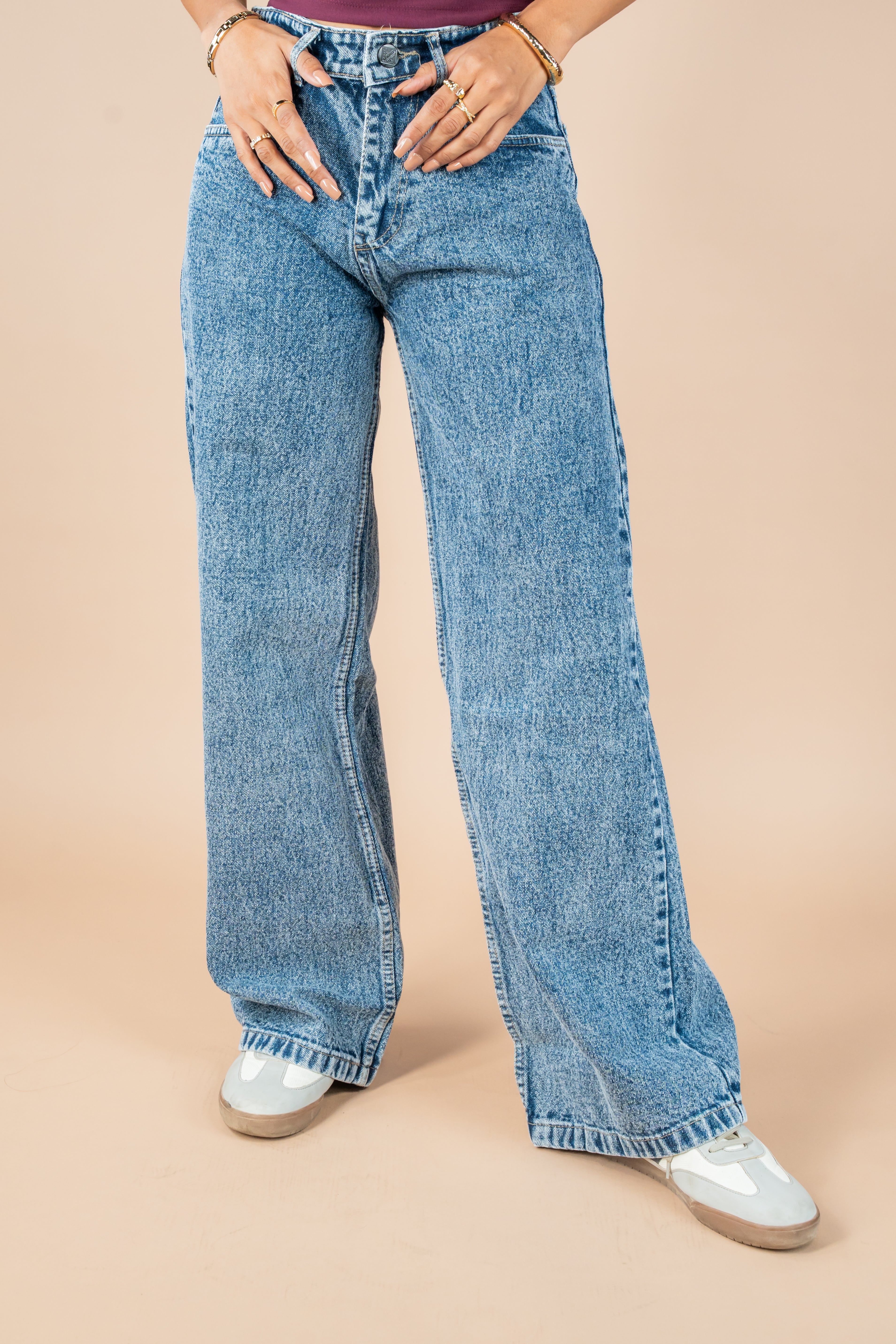 Dust Blue Wide Leg Jeans
