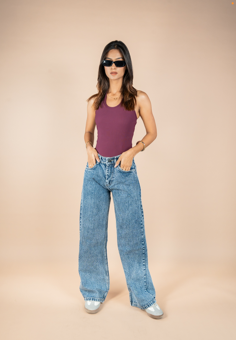 Dust Blue Wide Leg Jeans