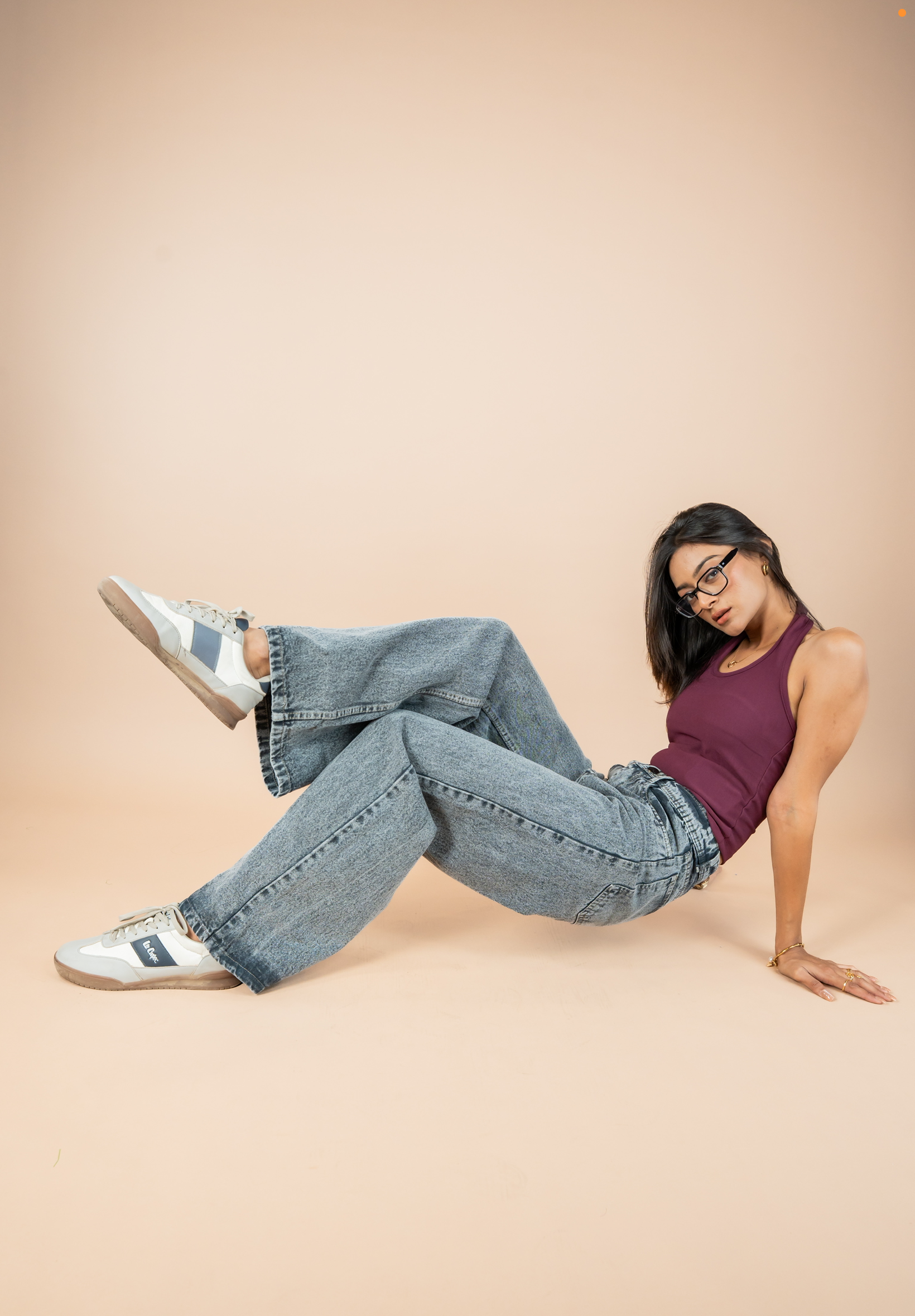 Stone Grey Washed Wide Leg Jeans