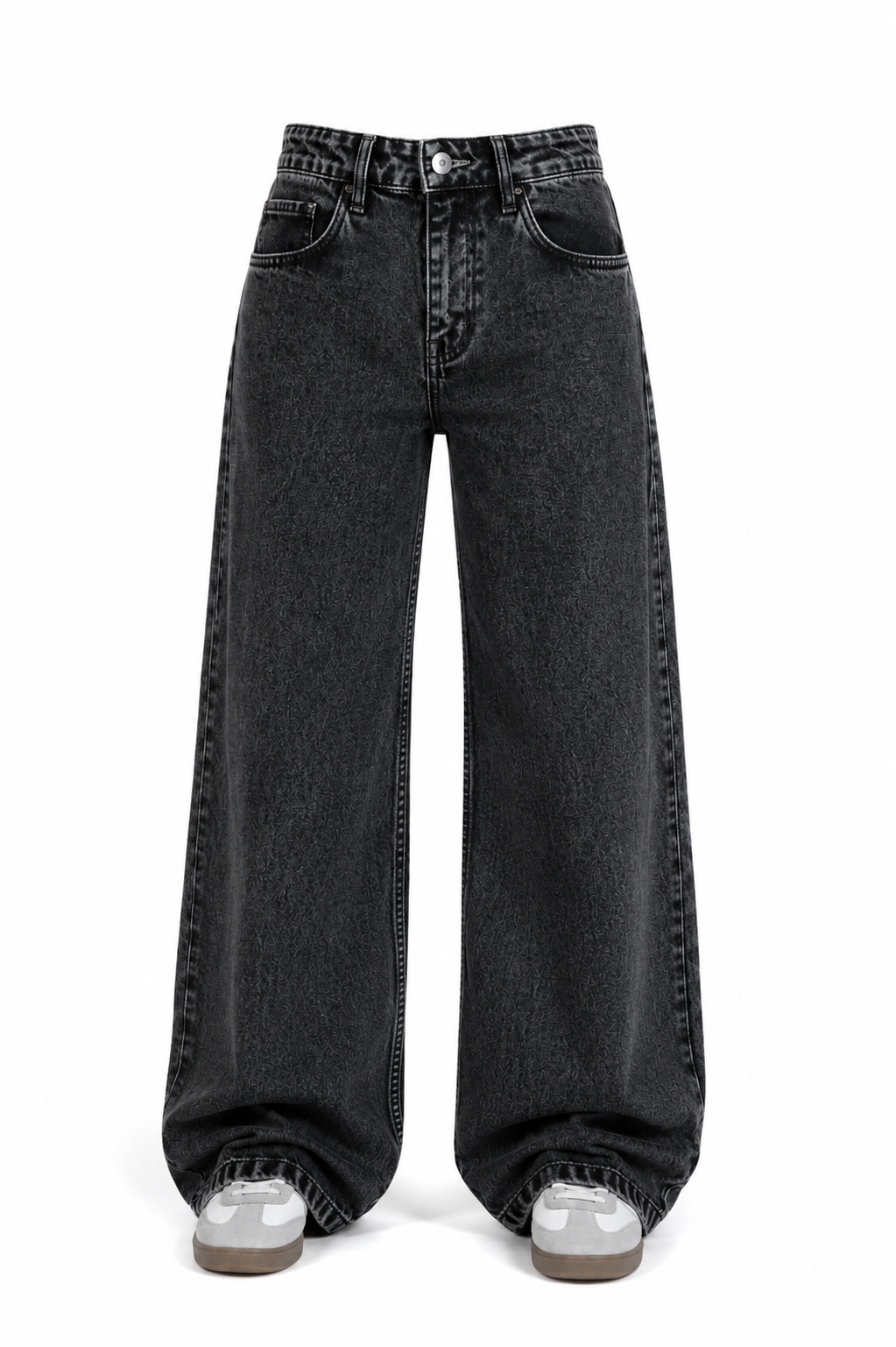 Charcoal Washed Wide Leg Jeans