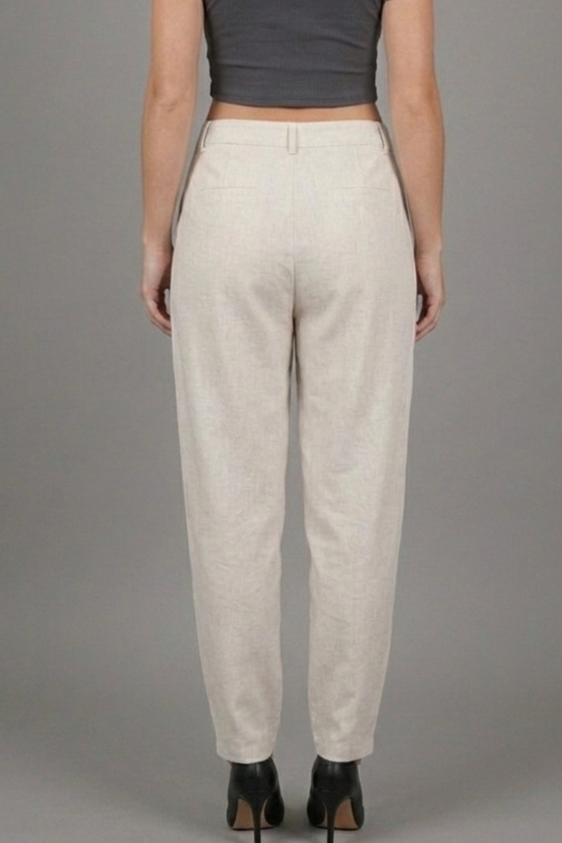 Elegant Beige Linen Straight-Fit Pant