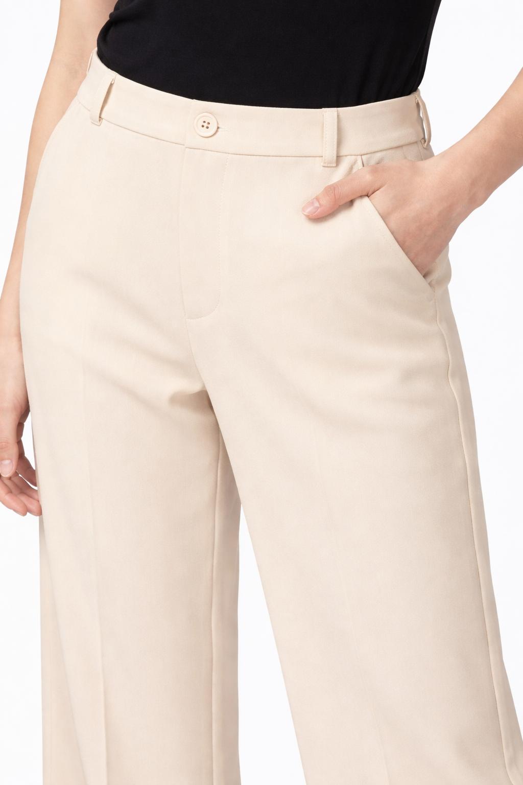 Beige Korean-Style Straight-Fit Pant